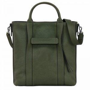 Longchamp 3D L Tote bag - Leather Khaki | YQXZ12876