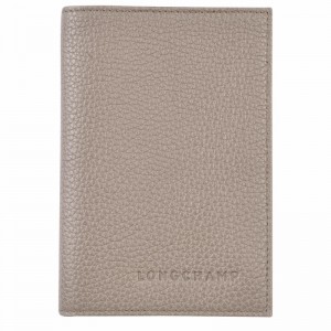 Longchamp Le FOULONNÉ Passport cover - Leather Grey | OLQZ17829