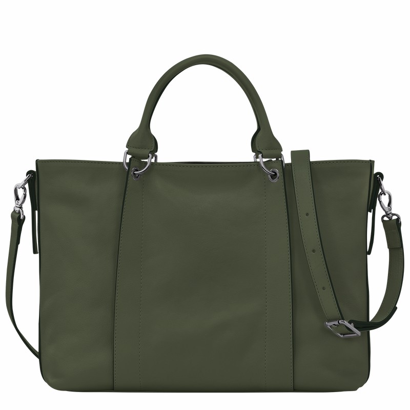 Longchamp 3D L Handbag - Leather Khaki | TQMX34965