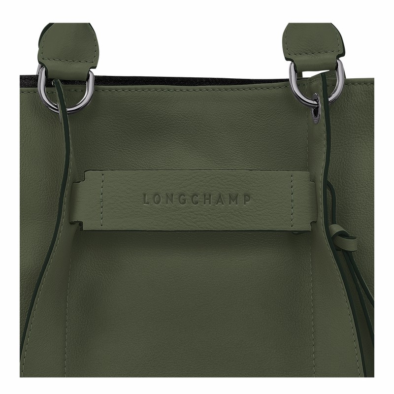 Longchamp 3D L Handbag - Leather Khaki | TQMX34965