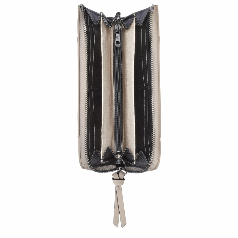 Longchamp 3D Zip around wallet - Leather Grey | QHDV64912
