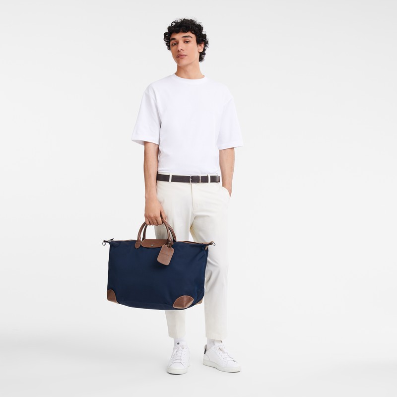 Longchamp Boxford M Travel bag - Recycled canvas Blue | WOFD34172