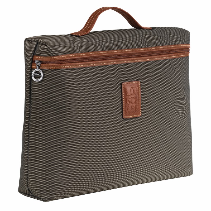 Longchamp Boxford S Briefcase - Recycled canvas Brown | KBUN84720