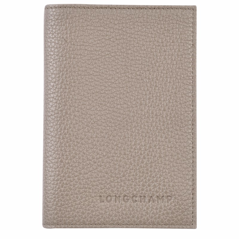 Longchamp Le FOULONNÉ Passport cover - Leather Grey | FDLZ70543