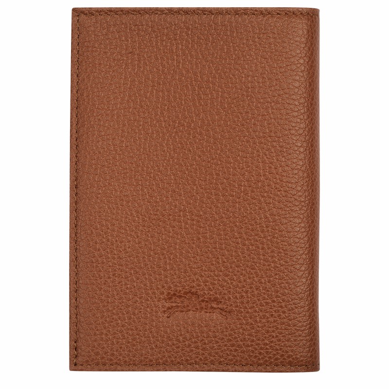 Longchamp Le FOULONNÉ Passport cover - Leather Caramel | KWYJ26781