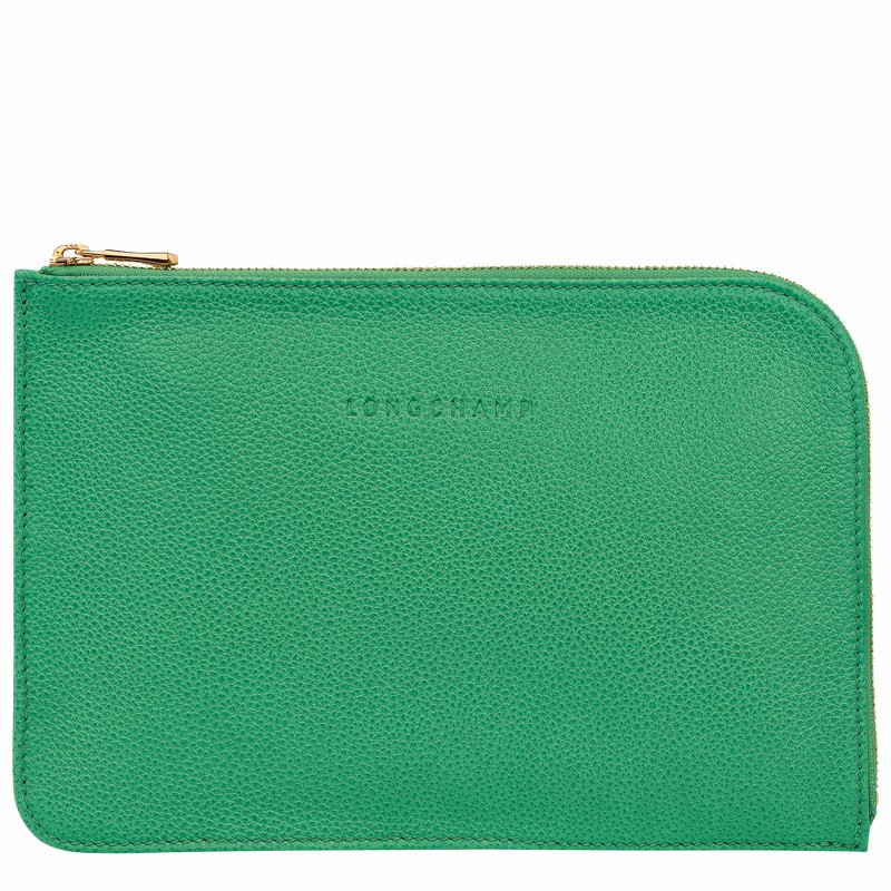 Longchamp Le FOULONNÉ Pouch - Leather Green | VWZM58423