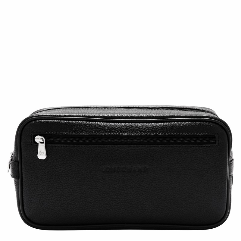 Longchamp Le FOULONNÉ Toiletry case - Leather Black | PTKQ98601