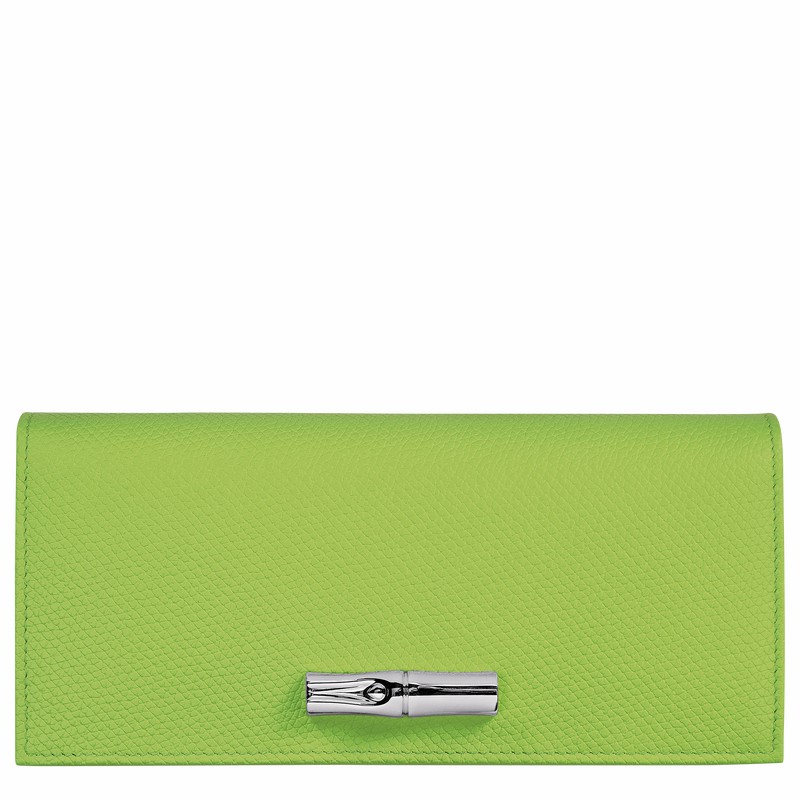 Longchamp Le Roseau Flap wallet - Leather Green Light | MRWV16350